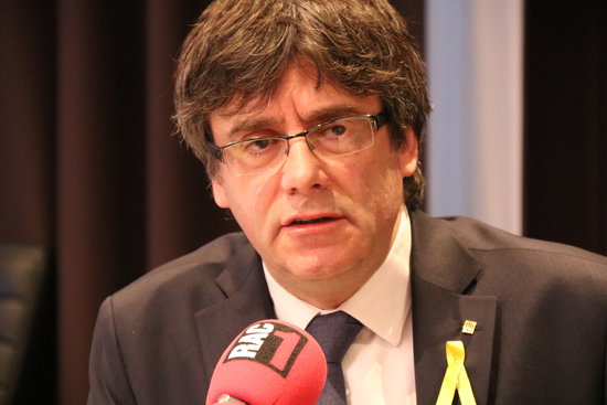 Puigdemont being interviewed in Brussels (by ACN)