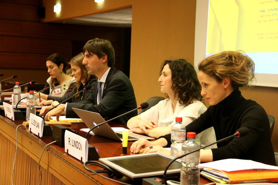 The Catalan MEP Jordi Solé (center) at the UN  headquarters in Geneva (by Laura Pous)