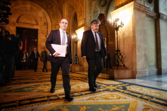 The candidate for president, Jordi Turull (left), on March 22, 2018 (by Marc Rovira)