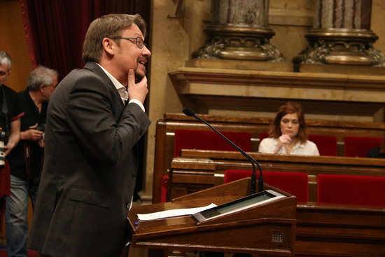 Xavier Domènech, the leader of Catalunya en Comú-Podem, in parliament (by Elisenda Rosanas)