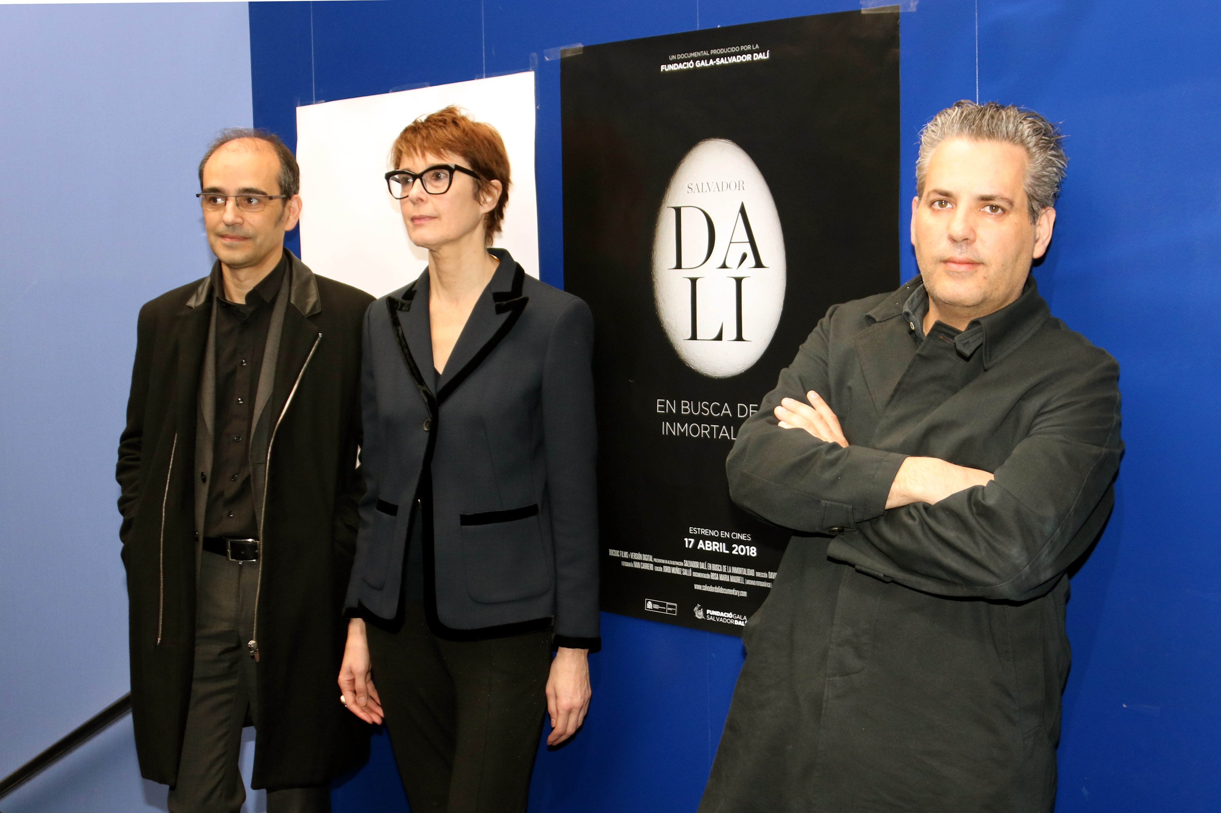 The director and the playwrighter of the documentary about Dalí, David Pujol, with  Montse Aguer and Jordi Artigas, from the Dalí's museums (by ACN)