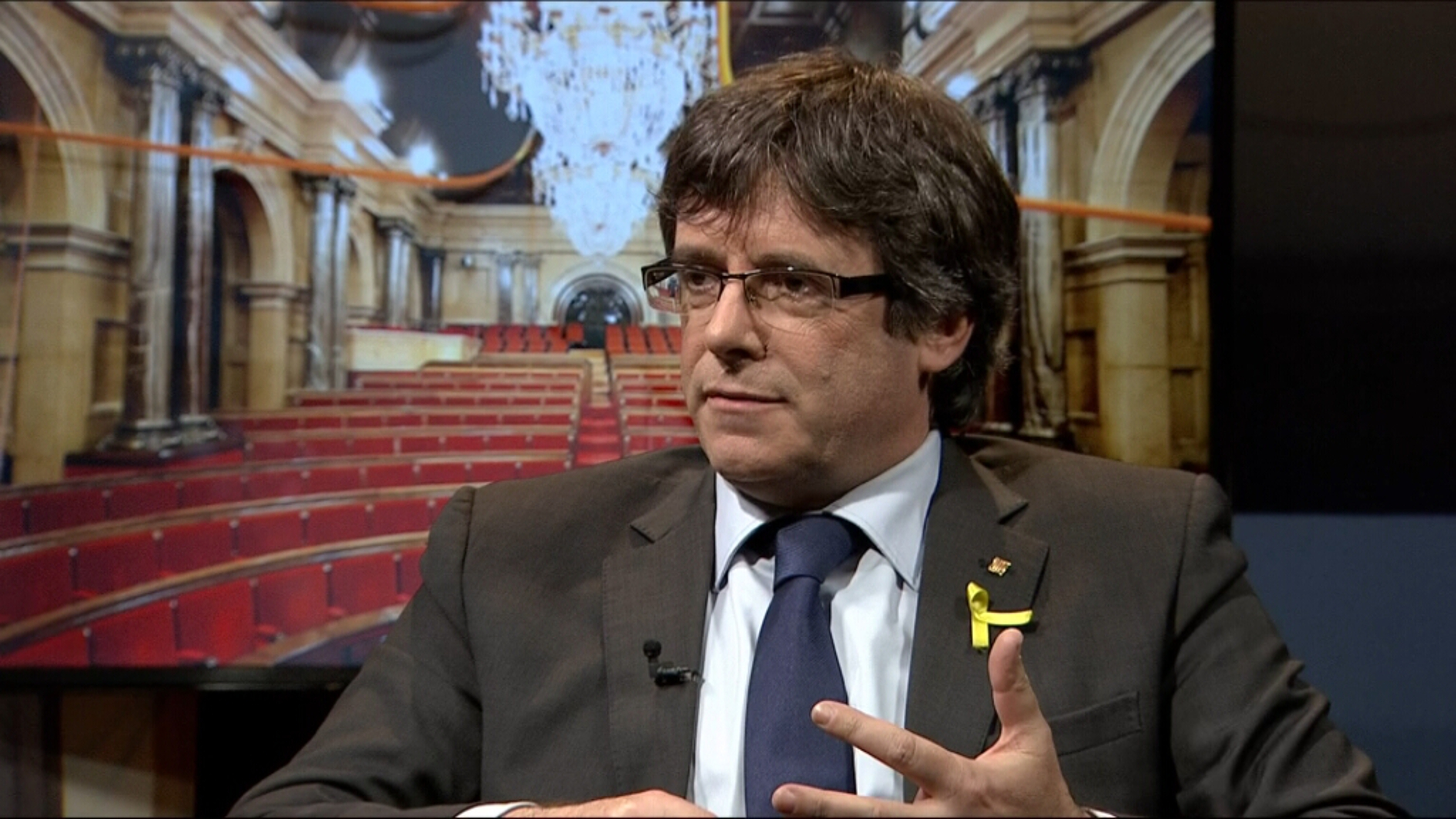Catalan leader Carles Puigdemont during the interview with TV3 (by TV3)