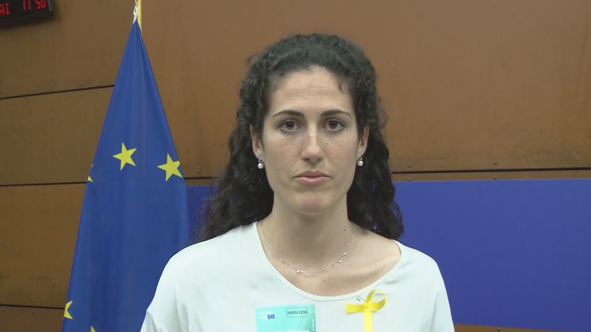 Anna Forn in the European Parliament, Strasbourg on July 29, 2018 (by ACN)