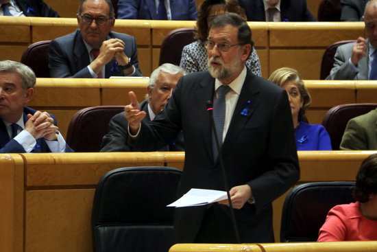 The Spanish president, Mariano Rajoy, in the Senate on May 8, 2018 (by Tània Tàpia)
