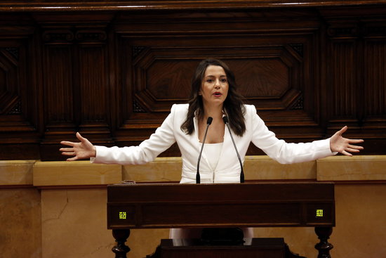 Cs leader Inés Arrimadas during her speech in Parliament (by ACN)