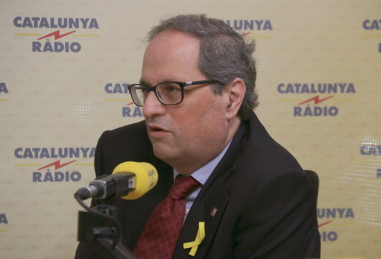 The Catalan president-elect, Quim Torra, during an interview for the Catalan public radio (by Júlia Pérez)