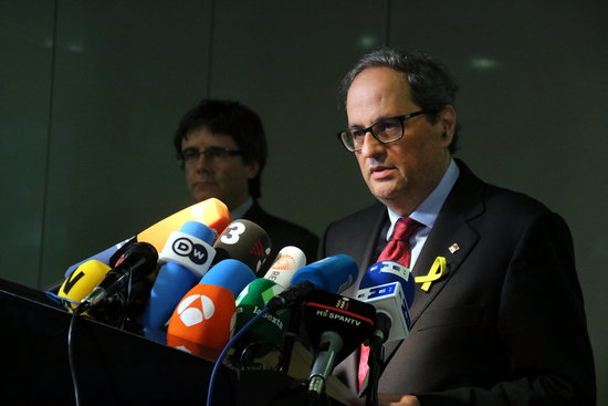 Catalan president Quim Torra (right) with deposed president Carles Puigdemont (by ACN)