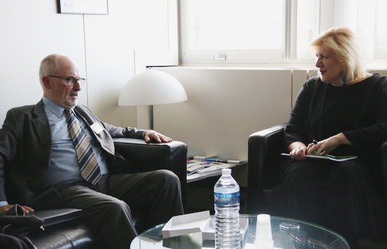 The Catalan ombudsman, Rafael Ribó, with the Commissioner of Human Rights of the Council of Europe, Dunja Mijatovic (by ACN)