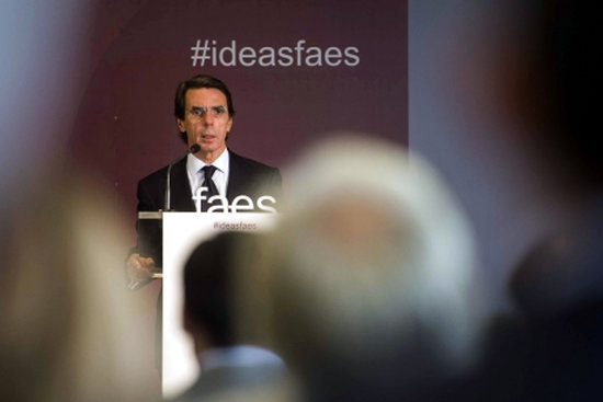 Former Spanish president José María Aznar speaks in València on October 19 2017 (photo courtesy of FAES)