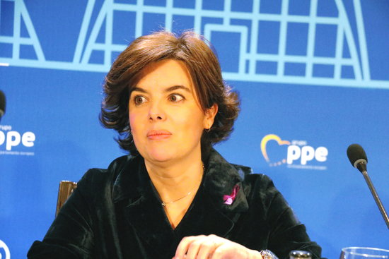 Soraya Sáenz de Santamaría during a People's Party act in Valencia on March 8 2018 (by José Soler)