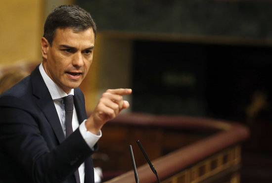 Pedro Sánchez, moments before votes cast on motion of no confidence against Mariano Rajoy (by ACN)