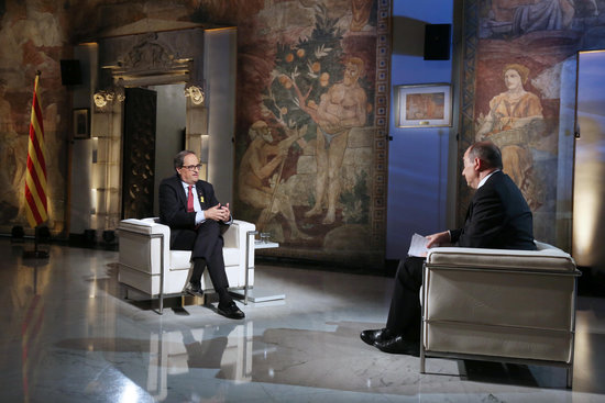 The Catalan president, Quim Torra, being interviewed in the Catalan public TV on June 3, 2018 (by Ruben Moreno)