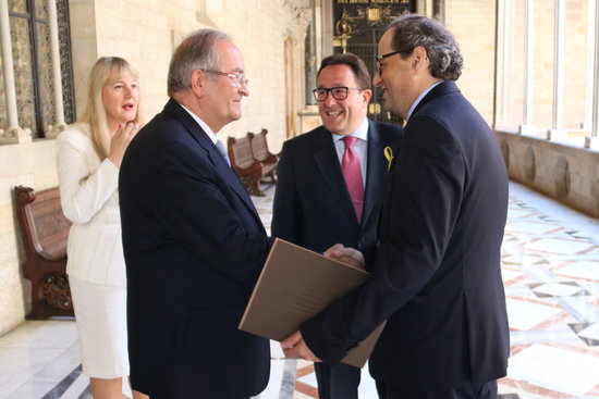 Catalan president Quim Torra (far left) meeting with president of Pimec, president of Fepime, and vice president of the Catalan amployer's association on June 18 2018 (by Rafa Garrido) 
