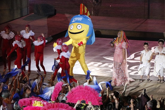 The Mediterranean Games' mascot Tarracus at the opening ceremony (by ACN)