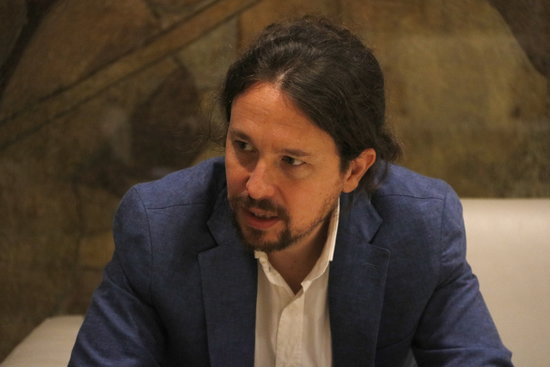 Spain's Podemos leader, Pablo Iglesias, during his meeting with the Catalan president, Quim Torra (by Rafa Garrido)