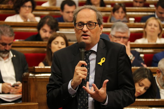 Catalan president Quim Torra in Parliament (by ACN)