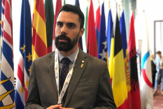 The Catalan Parliament president during the Parliamentary Assembly of the Francophonie, in Quebec, on July 9, 2018 (by Catalan Parliament)