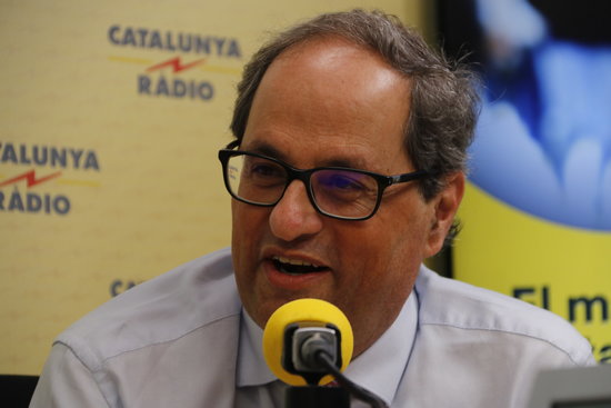 The Catalan president, Quim Torra, during the interview with Catalunya Ràdio on July 10, 2018 (by Guillem Roset)