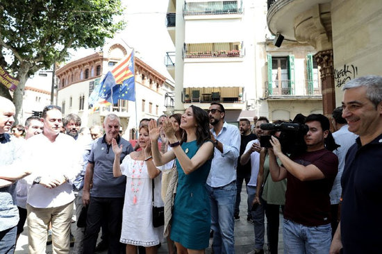 The leader of Cs, Inés Arrimadas, in Canet de Mar on July 14, 2018 (by Ciutadans)