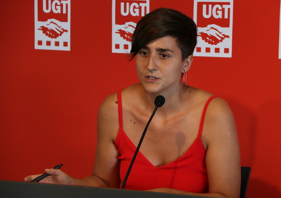 The spokeswoman of the youth section of UGT trade union, Elena Ferrero, on August 16, 2018 (by Carlos Vázquez)