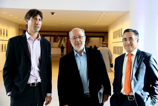 From left to right: MEPs Jordi Solé, Josep Maria Terricabras and Ramon Tremosa (by ACN)