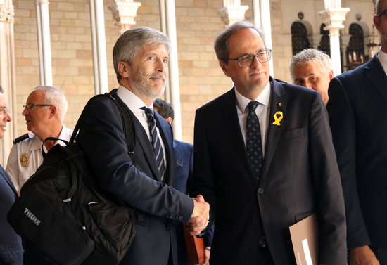 President Quim Torra and Spanish minister Fernando Grande-Marlaska (by ACN)