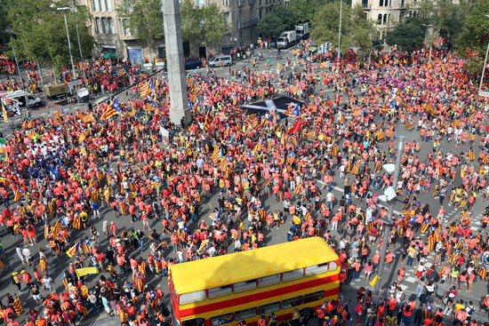 Intersection between Diagonal and Passeig de Gracia in Barcelona on Sept 11, 2018 (ACN)