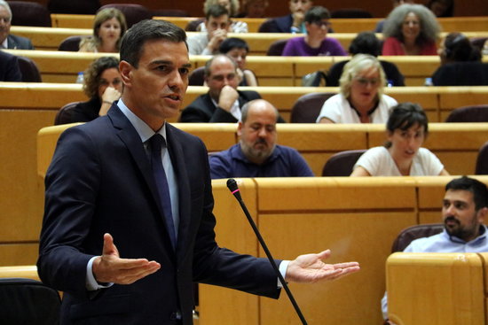 Pedro Sánchez speaking on September 11 in the Spanish congress (Tània Tàpia) 