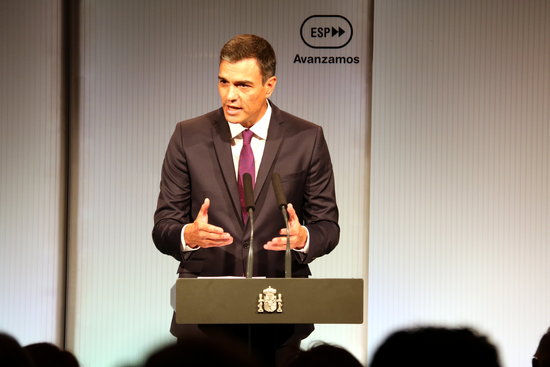 Spanish president Pedro Sánchez during a speech about the Constitution (by ACN)