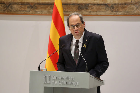 Catalan president Quim Torra during a speech on September 20 (by Catalan government)