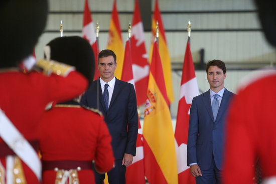 Pedro Sánchez alongside Canadian president Justin Trudeau (Moncloa)
