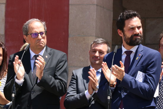 Catalan president Quim Torra (left) and parliament speaker Roger Torrent (by Bernat Vilaró)