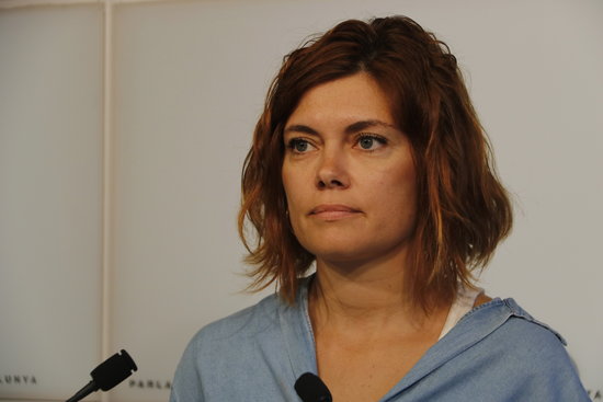 Catalunya en Comú's Elisenda Alamany in a press conference in September (by Guillem Roset)