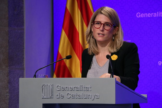 The Catalan government spokeswoman Elsa Artadi after the cabinet meeting on October 16, 2018 (by Andrea Zamorano)