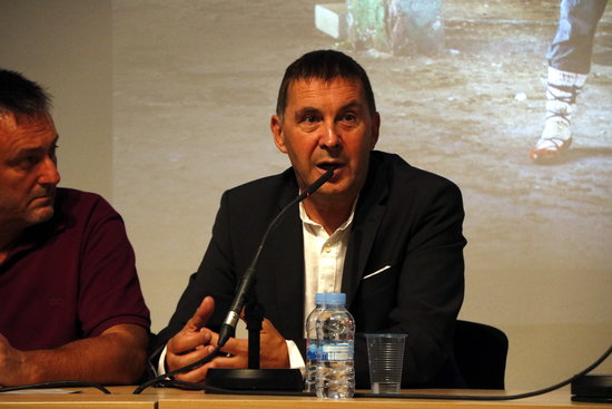 Left-wing pro-independence leader Arnaldo Otegi during a conference in Barcelona in 2017 (by Mar Martí)