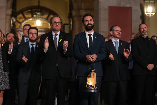 Catalan president Quim Torra (left) and parliament speaker Roger Torrent (by Jordi Play)