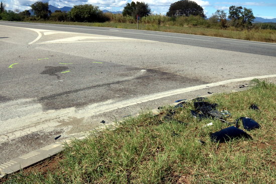 Image of the spot where a road accident occured in Avinyonet de Puigventós on October 7, 2018 (by Gerard Vilà)