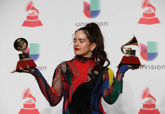Rosalía at the Latin Grammy awards ceremony in Los Angeles (by Reuters)