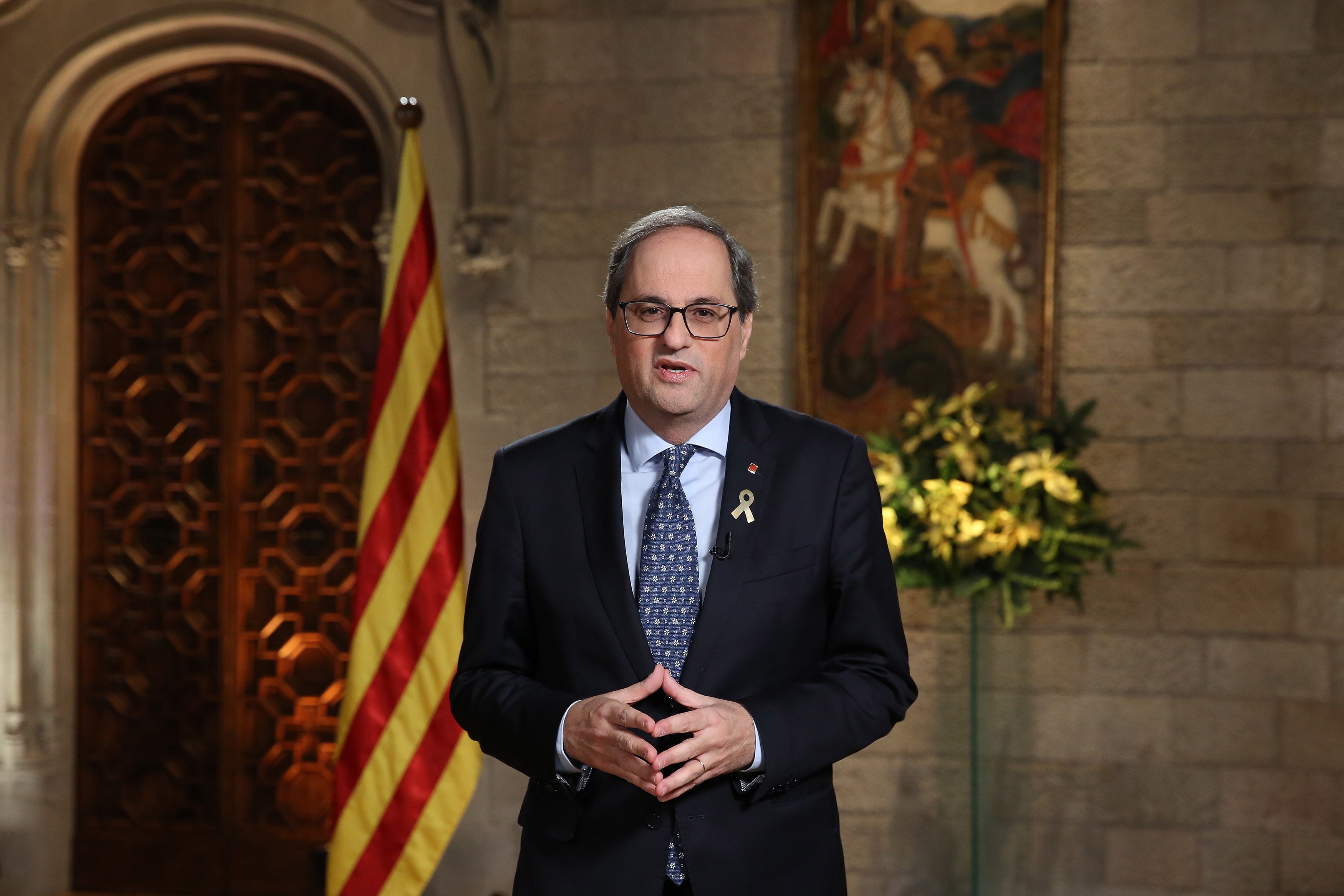 Catalan president Quim Torra during his New Year's speech (by Catalan government)