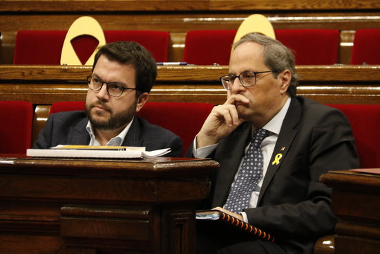 Catalan president Quim Torra (right) and vice president Pere Aragonès (by Marta Sierra)