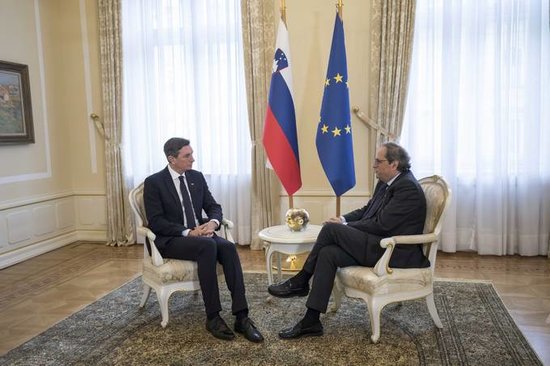 The President of Slovenia, Borut Pahor, met on Thursday Catalan leader Quim Torra in Ljubljana (by Slovenian Presidency)