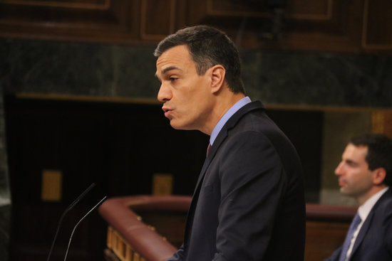 The Spanish president, Pedro Sánchez, during his speech in Congress on December 12, 2018 (by Bernat Vilaró)