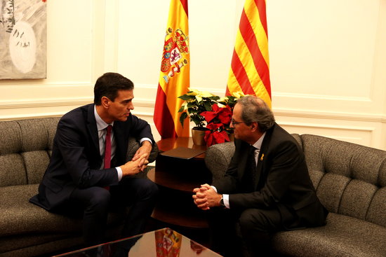 Catalan president Quim Torra and Spanish leader Pedro Sánchez in Barcelona (by Marc Bleda, ACN)