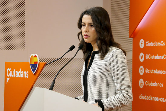 The leader of Ciutadans, Inés Arrimadas, during a press conference on December 22, 2018 (by Jordi Pujolar)