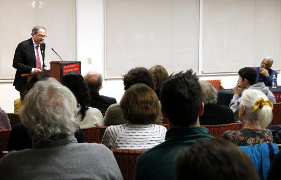 The Catalan president, Quim Torra, speaking at Stanford University on January 14, 2019 (by Norma Vidal)