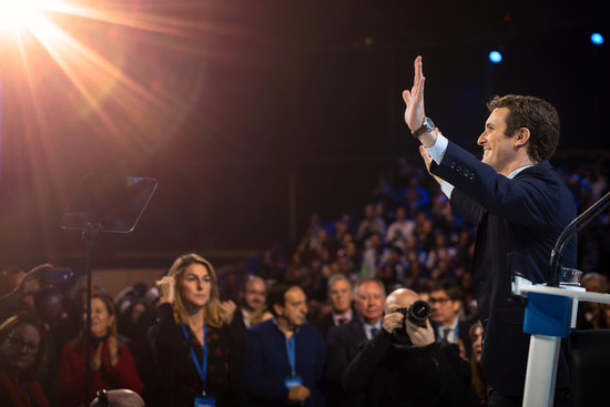 The People's Party leader, Pablo Casado, in the party's annual meeting in Madrid on January 20, 2019 (by PP)