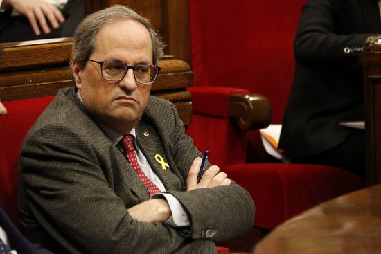 The Catalan president, Quim Torra, in a parliament session on January 23, 2019 (by Guillem Roset)