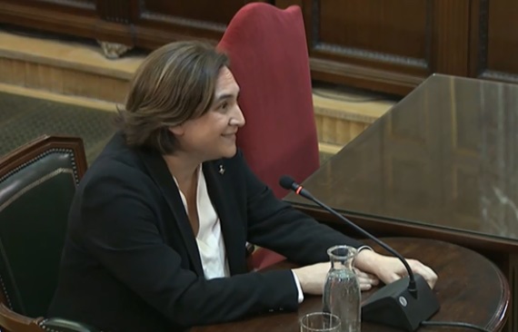 Barcelona's mayor, Ada Colau, testifying in Catalan trial on February 28, 2019