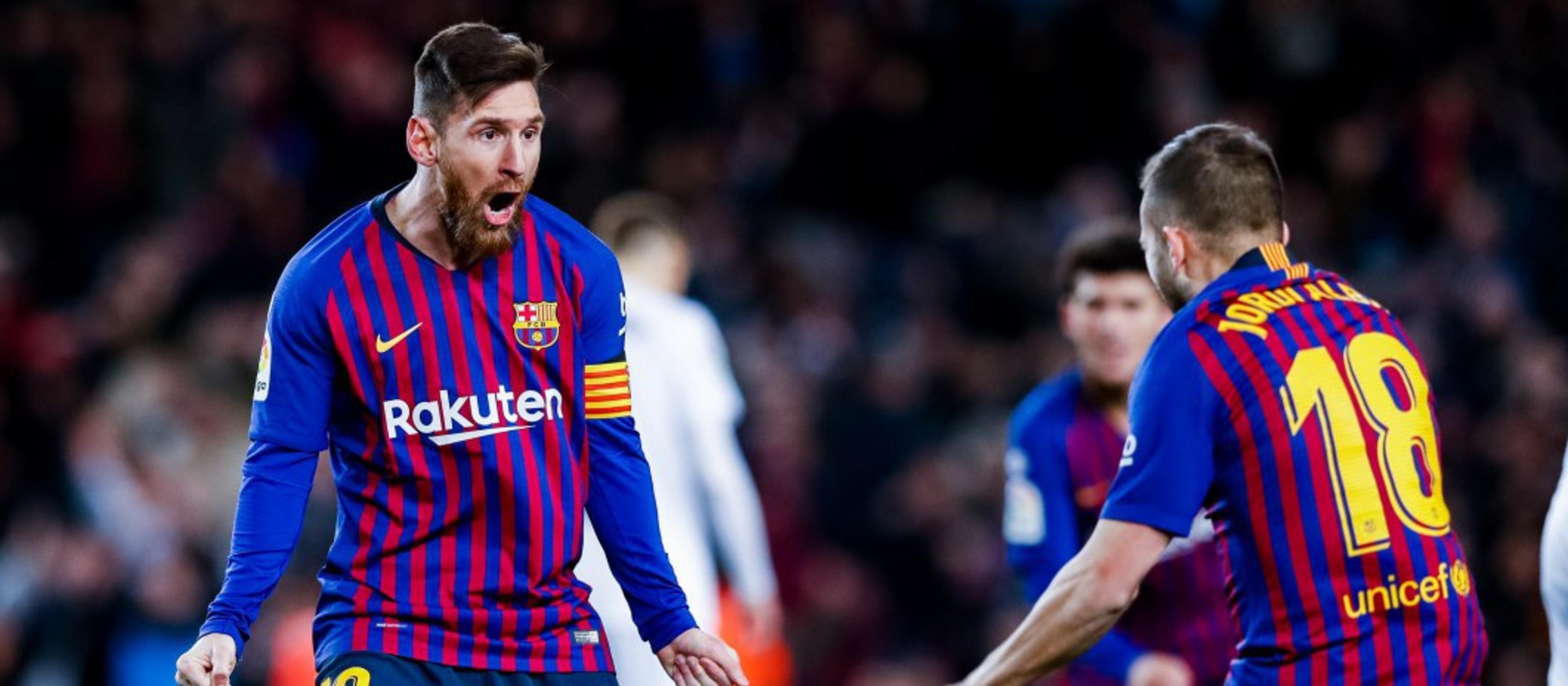 Leo Messi scores twice against Valencia (by FCB)