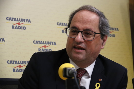 Catalan President Quim Torra during an interview with Catalunya Ràdio (by Guillem Roset) 